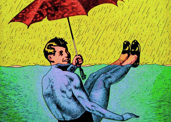  Greeting Card featuring the painting Umbrella Man 3 by Steve Fields