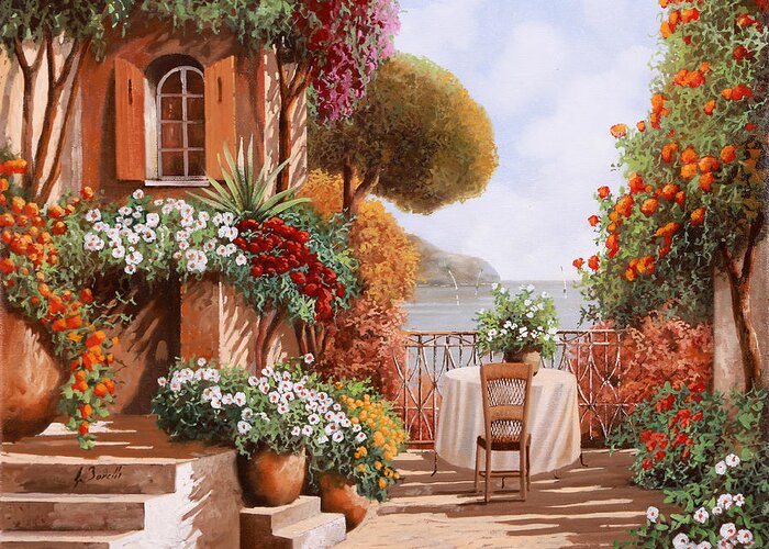 Terrace Greeting Card featuring the painting Una Sedia In Attesa by Guido Borelli