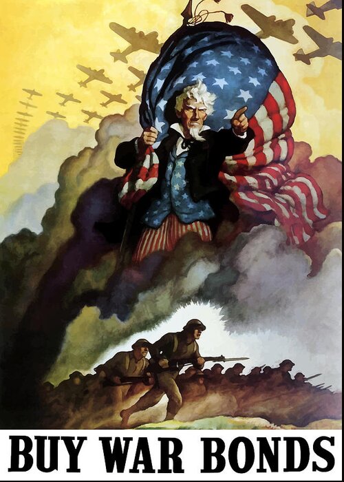 Uncle Sam Greeting Card featuring the painting Uncle Sam - Buy War Bonds by War Is Hell Store