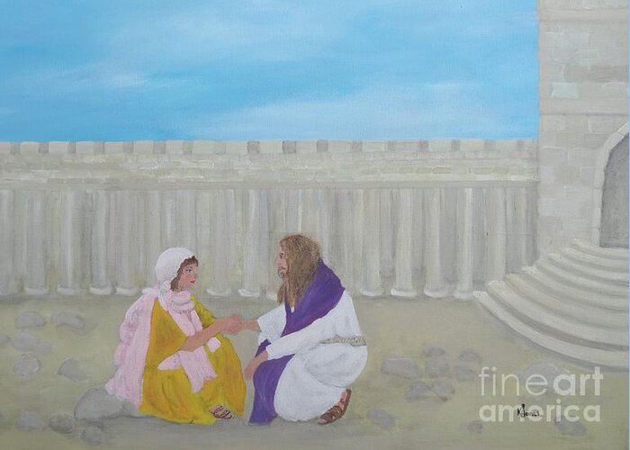 Jesus Greeting Card featuring the painting Unconditional Love by Karen Jane Jones