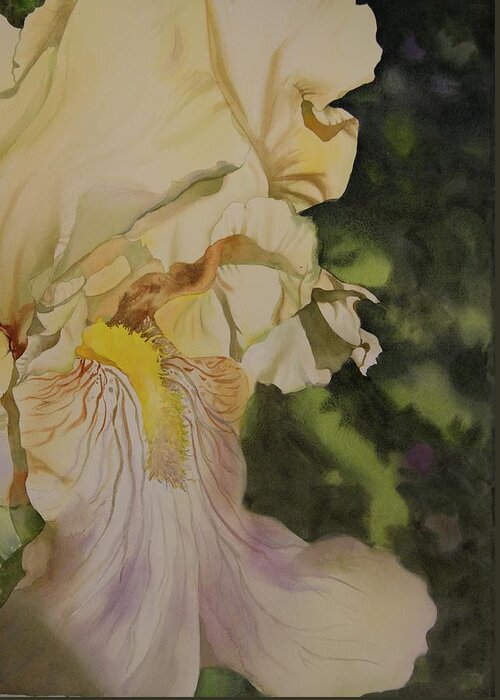 Iris Greeting Card featuring the painting Unconventional Iris by Marlene Gremillion