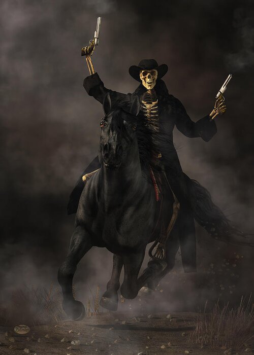 Undead Outlaw Greeting Card featuring the digital art Undead Outlaw by Daniel Eskridge