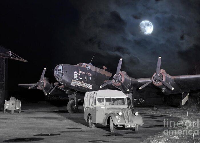 Handley Page Greeting Card featuring the digital art Under a Bombers Moon by Airpower Art