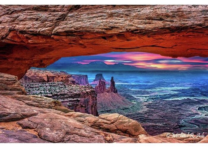 Beautiful Greeting Card featuring the photograph Under Mesa Arch. 
#amazing #sun by Michael Ash