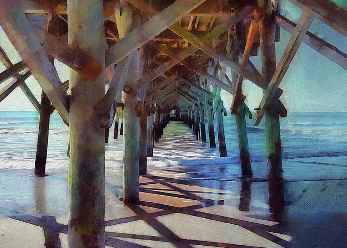 Apache Pier Greeting Card featuring the photograph Under The Apache Pier by Cedric Hampton