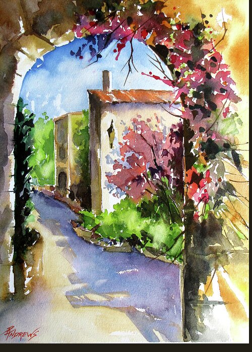 Landscape Greeting Card featuring the painting Under The Archway by Rae Andrews