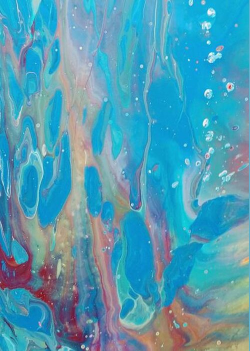 Water Sea Bubbles Blues Greeting Card featuring the painting Under the sea by Valerie Josi