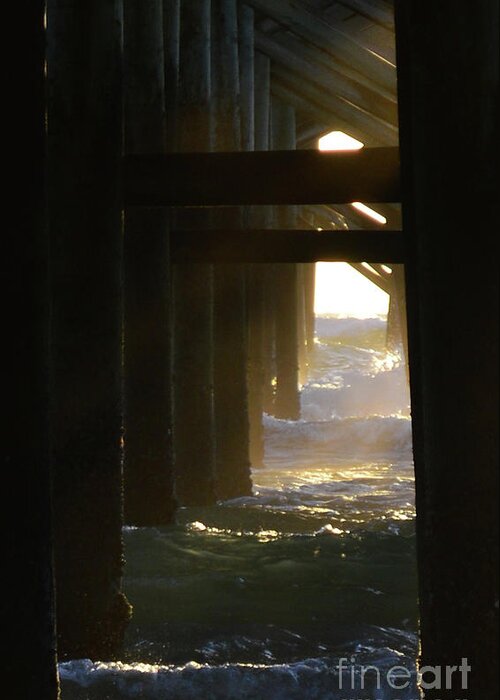 Beach Prints Greeting Card featuring the photograph Under the Sunglow Pier by Julianne Felton