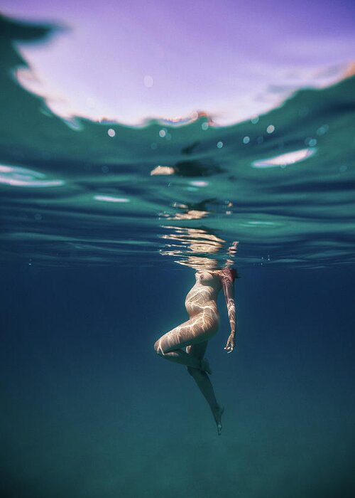 Swim Greeting Card featuring the photograph Underwater Pregnant by Gemma Silvestre