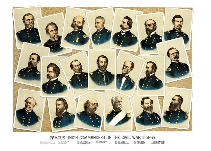 Civil War Greeting Card featuring the painting Union Commanders of The Civil War by War Is Hell Store