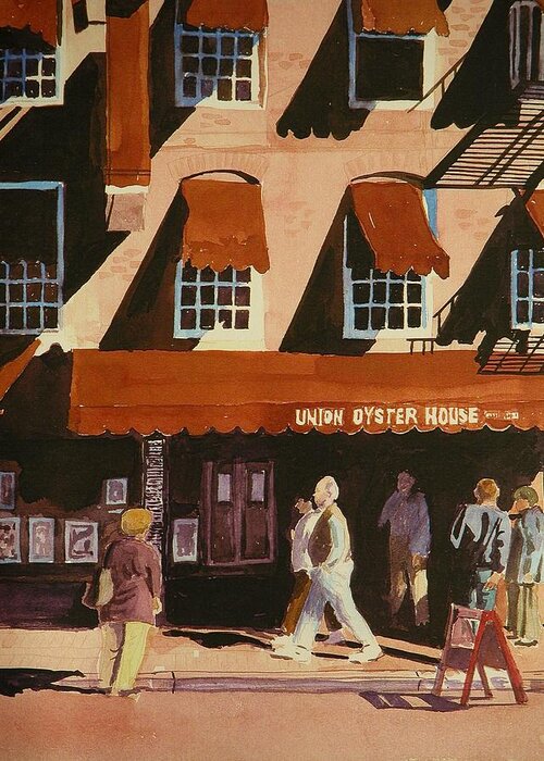 Walt Maes Greeting Card featuring the painting Union oyster house of Boston by Walt Maes