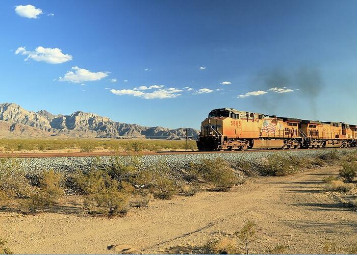 Photosbymch Greeting Card featuring the photograph Union Pacific through Mojave by M C Hood