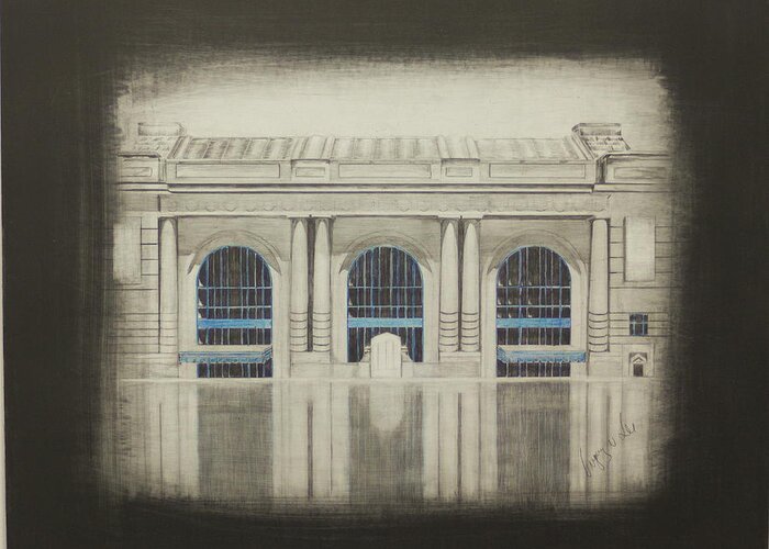 Union Station Greeting Card featuring the drawing Union Station - Main by Gregory Lee