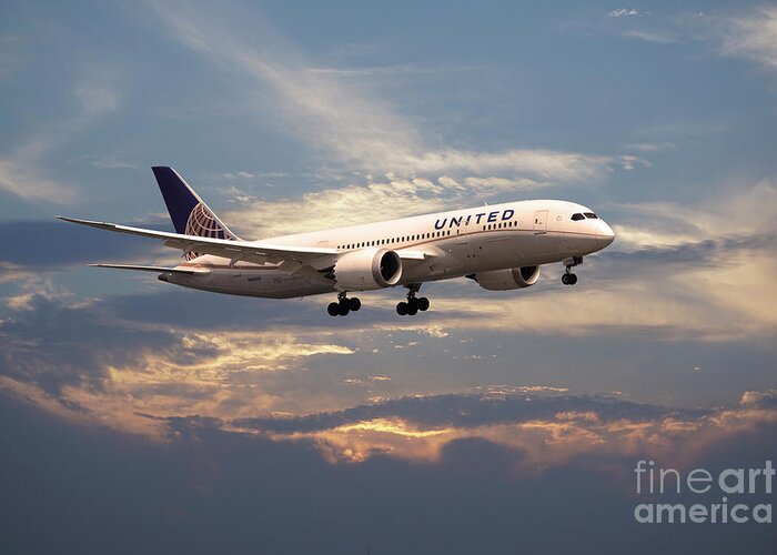 United Airlines Greeting Card featuring the digital art United Airlines B787-8 Dreamliner N26906 by Airpower Art