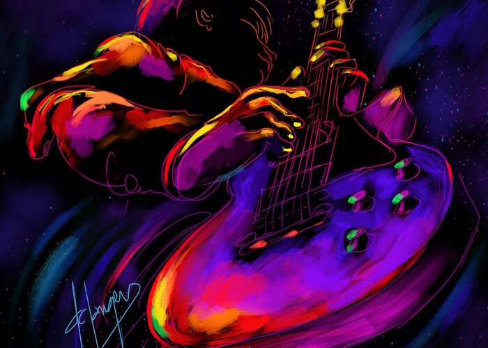 Guitar Greeting Card featuring the painting Untitled Guitar Art by DC Langer