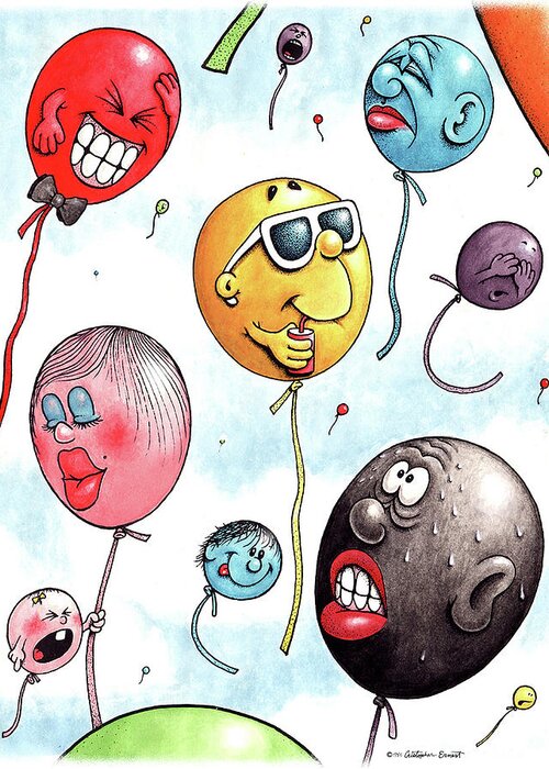 Balloons Greeting Card featuring the painting Up Up and Away by Cristophers Dream Artistry