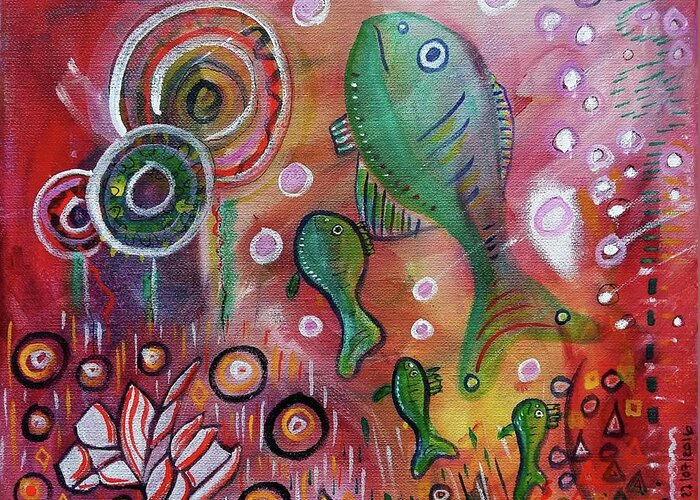 Intuitive Art Greeting Card featuring the mixed media Up We Go by Mimulux Patricia No
