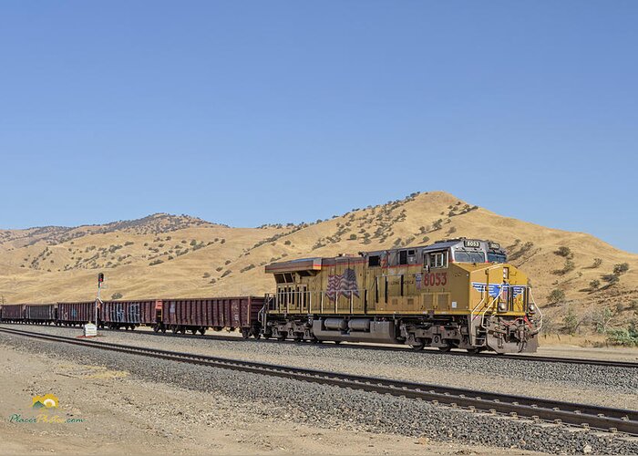Freight Trains Greeting Card featuring the photograph Up8053 by Jim Thompson