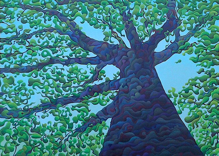 Tree Greeting Card featuring the painting Upward TreeJectory by Amy Ferrari