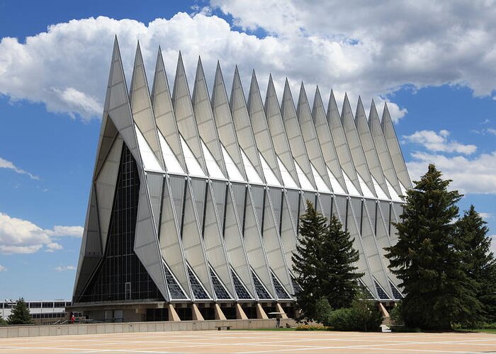 Sam Amato Greeting Card featuring the photograph US Airforce Academy Chapel by Sam Amato