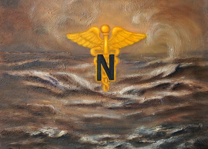 Nursing Greeting Card featuring the painting U.S. Army Nurse Corps Desert Storm by Marlyn Boyd