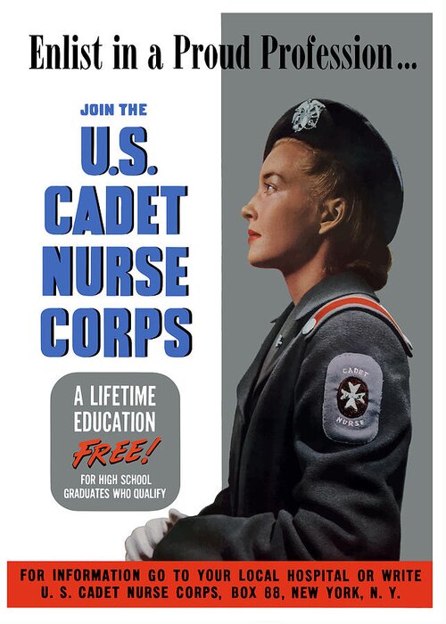 Nursing Greeting Card featuring the painting US Cadet Nurse Corps - WW2 by War Is Hell Store