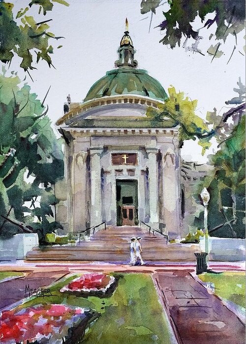 Usna Greeting Card featuring the painting US Naval Academy Chapel by Spencer Meagher