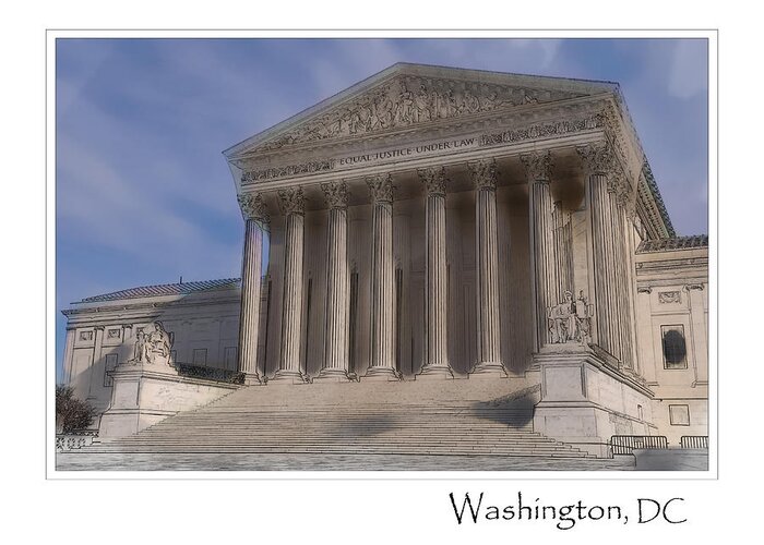 Green Greeting Card featuring the photograph US Supreme Court Building in Washington DC by Brandon Bourdages