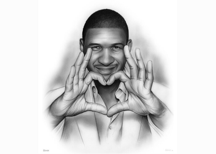 Usher Greeting Card featuring the drawing Usher by Greg Joens
