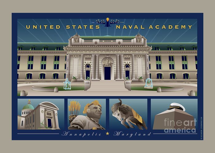 Usna Greeting Card featuring the digital art USNA Monuments Tribute 2 by Joe Barsin