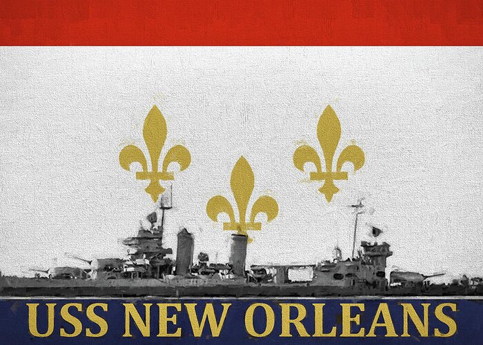 Uss New Orleans Greeting Card featuring the digital art USS New Orleans by JC Findley