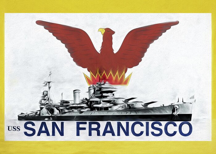 Uss San Francisco Greeting Card featuring the digital art USS San Francisco by JC Findley