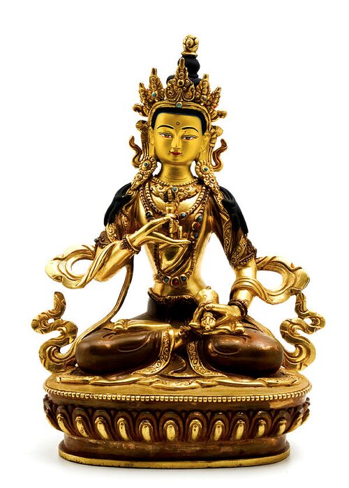 White Background Greeting Card featuring the photograph Vajrasattva by Fabrizio Troiani