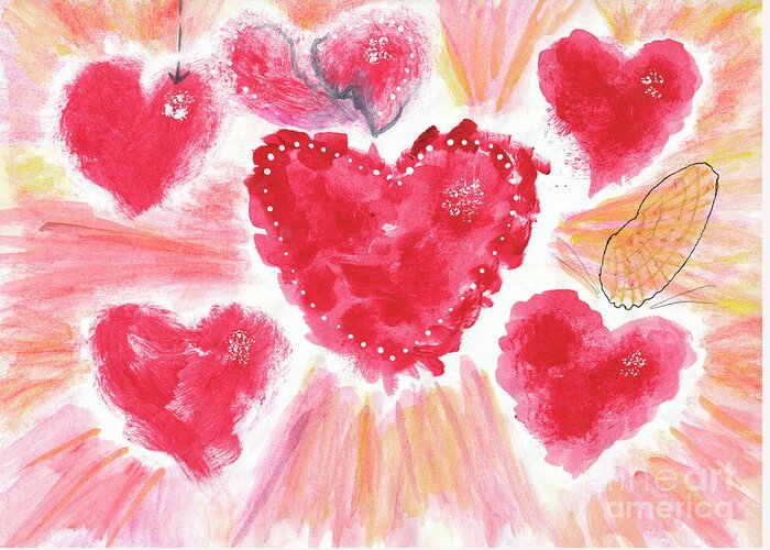 Hearts Greeting Card featuring the painting Valentine by Dominique Fortier