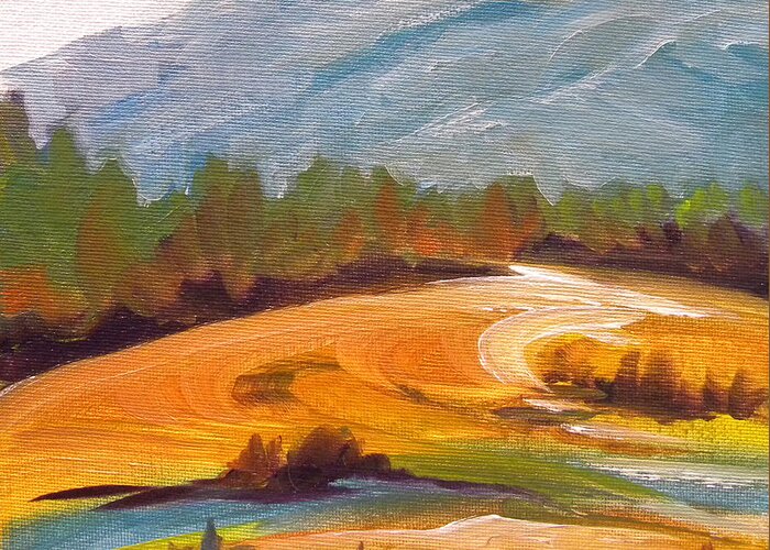 Mountain Greeting Card featuring the painting Valley Evening 7 by Pam Van Londen