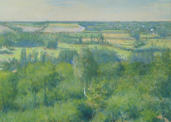 French Art Greeting Card featuring the painting Valley of the Yerres by Gustave Caillebotte