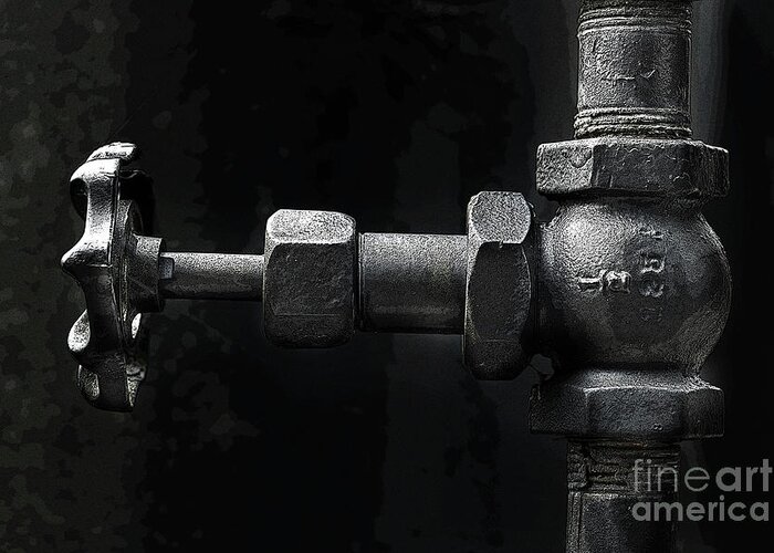 Steam Valve Shutoff Greeting Card featuring the photograph Valve by Mike Eingle