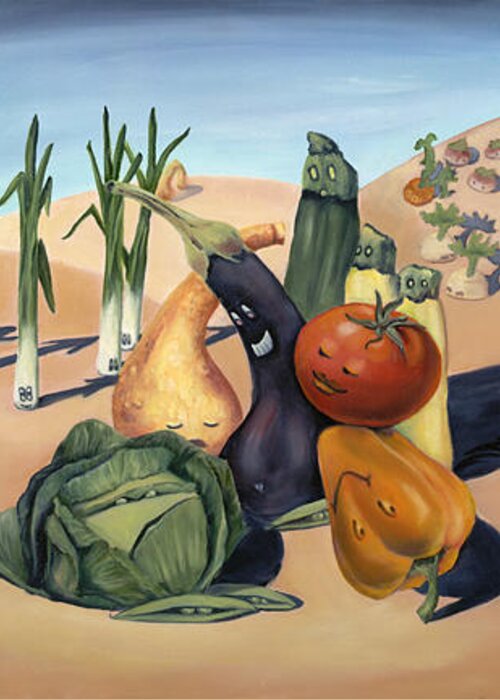 Veggies Greeting Card featuring the painting Veg Out by Sandi Snead