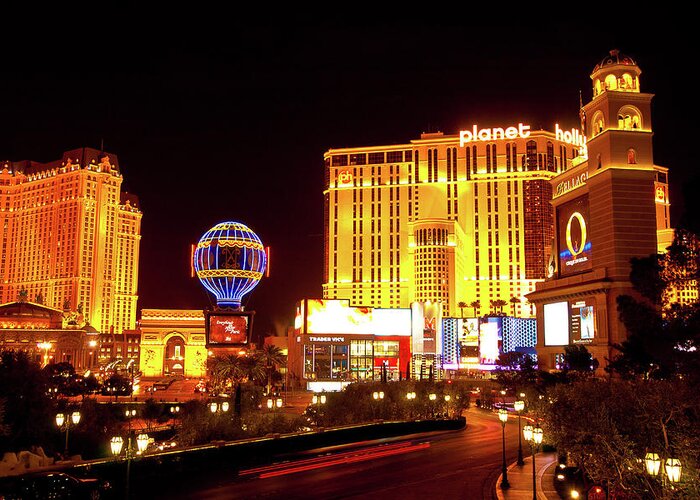  Greeting Card featuring the photograph Vegas at Night by Rich S