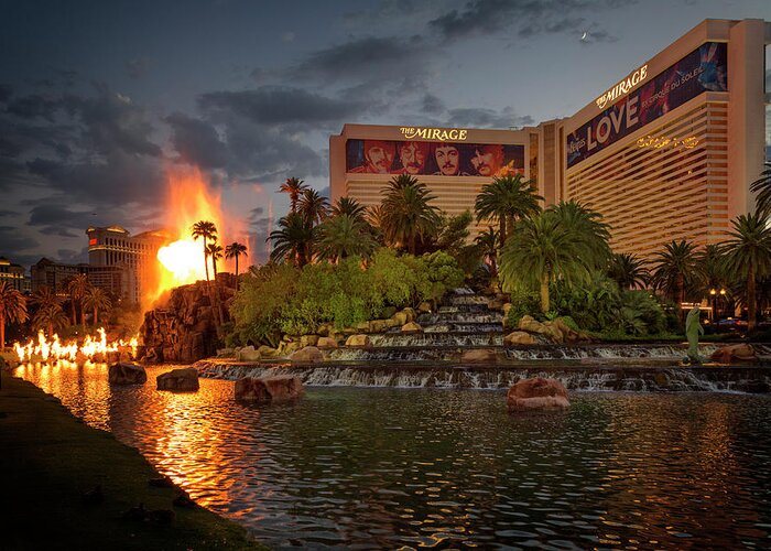Mirage Greeting Card featuring the photograph Vegas Volcano by Ricky Barnard