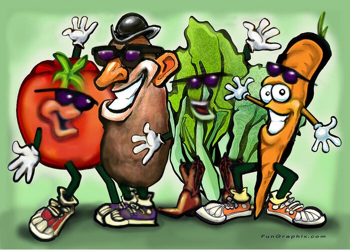 Vegetable Greeting Card featuring the digital art Veggies by Kevin Middleton