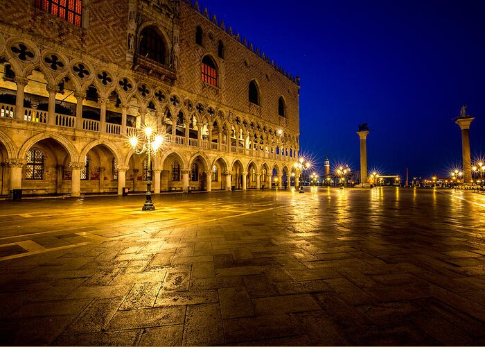 Venice Greeting Card featuring the photograph Venice at Night by Lev Kaytsner