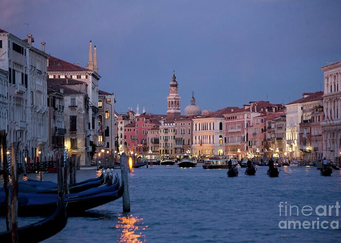 Venice Greeting Card featuring the photograph Venice Blue Hour 2 by Heiko Koehrer-Wagner