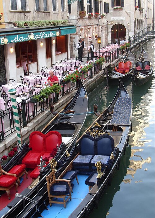 Venice Greeting Card featuring the photograph Venice boats by Nina Simeonova