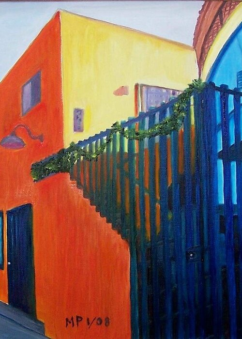 Oil On Canvas-building-architecture-color Greeting Card featuring the painting Venice Building by Madeleine Prochazka