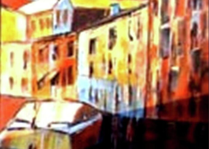 Venice Greeting Card featuring the painting Venice Canal Cruise 3 by Miki Sion