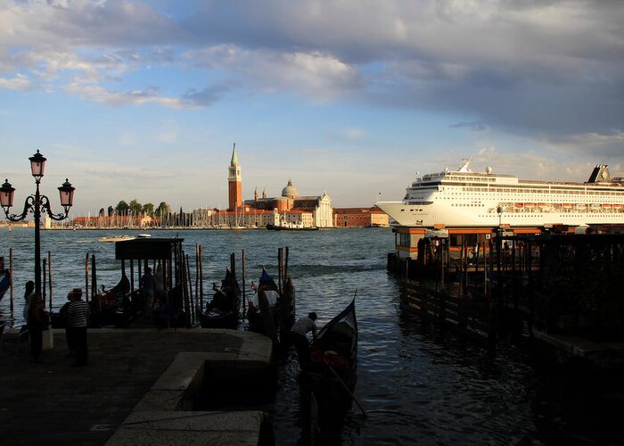 Venice Greeting Card featuring the photograph Venice Cruise Ship by Andrew Fare