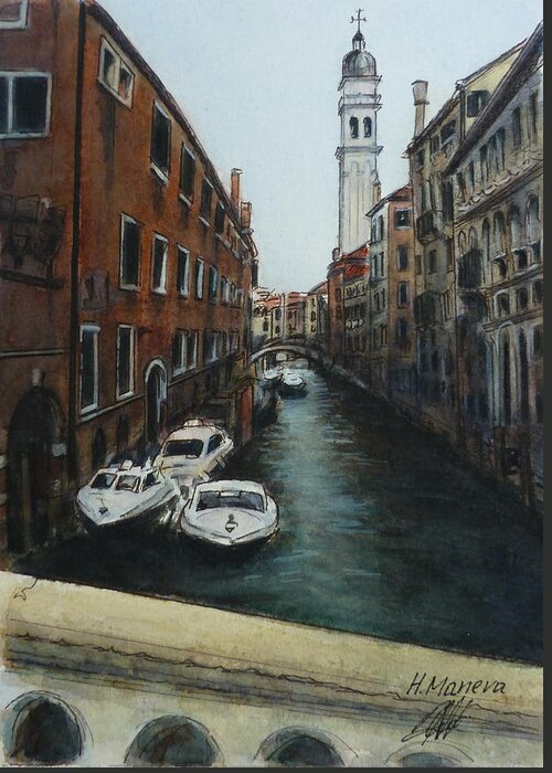 Venice Greeting Card featuring the painting Venice III by Henrieta Maneva