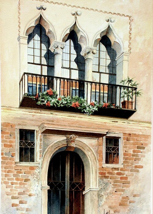 Venice Greeting Card featuring the painting Venice Windows by Lael Rutherford