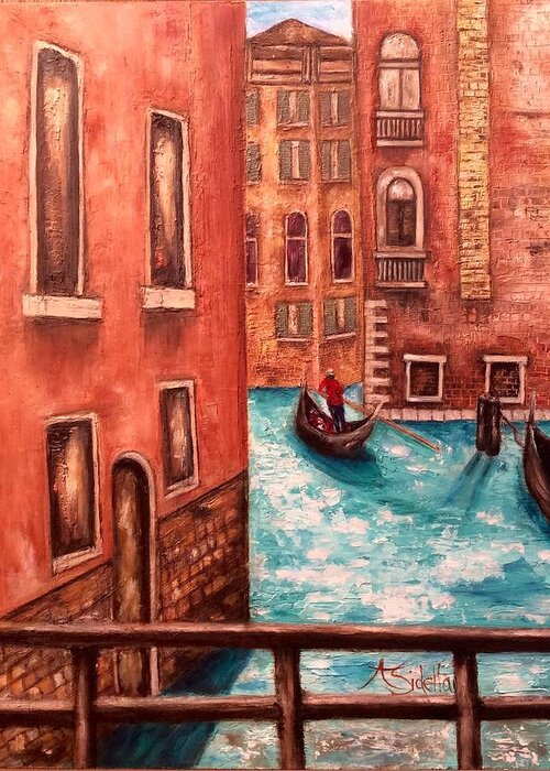 Venus Greeting Card featuring the painting Venice by Annamarie Sidella-Felts